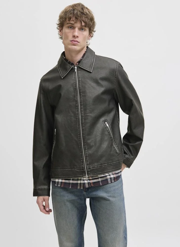 JACK & JONES Leather Biker Jacket