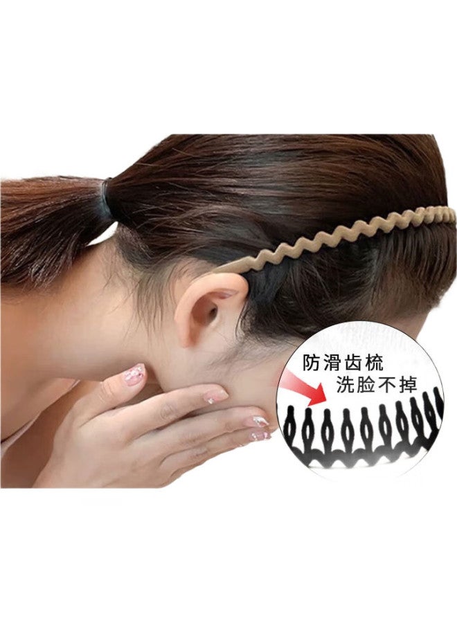Uplus Toothed Non-Slip Face Washing Headband Wavy Style, 2 Hair Clips For Men And Women, Hair Organizer, Hair Tie, Face Washing - Image 2
