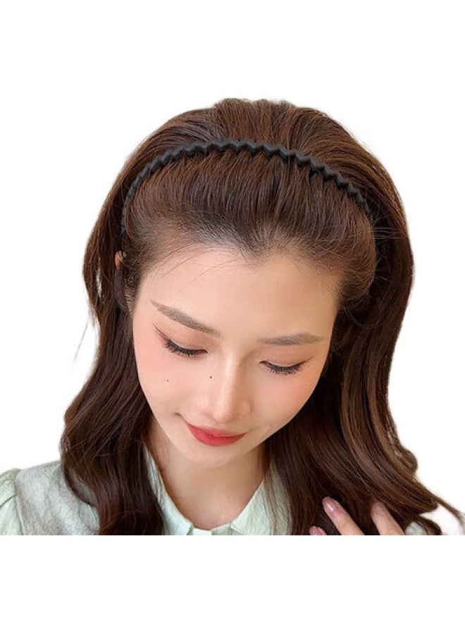 Uplus Toothed Non-Slip Face Washing Headband Wavy Style, 2 Hair Clips For Men And Women, Hair Organizer, Hair Tie, Face Washing - Image 1
