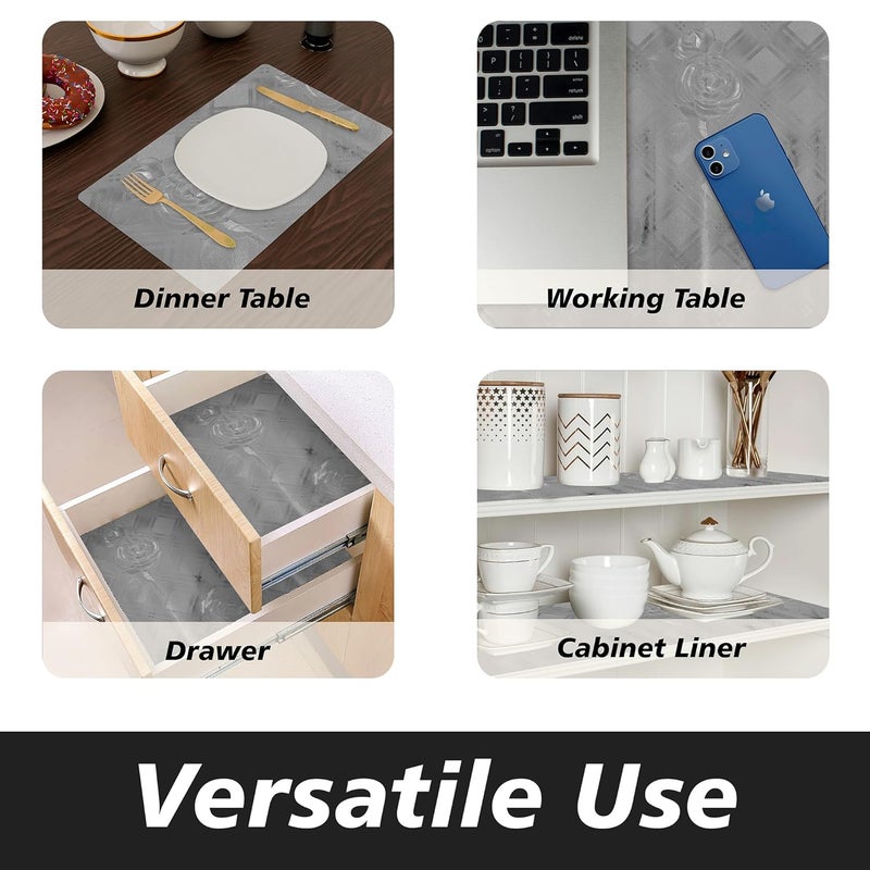 Kuber Industries Shelf Liner PVC Kitchen Liners for Cabinets and Drawers Drawer Liner Mat Self Shining Shelf Liner Cabinet Mat 3 MTR Silver - Image 5