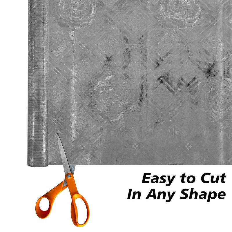 Kuber Industries Shelf Liner PVC Kitchen Liners for Cabinets and Drawers Drawer Liner Mat Self Shining Shelf Liner Cabinet Mat 3 MTR Silver - Image 2