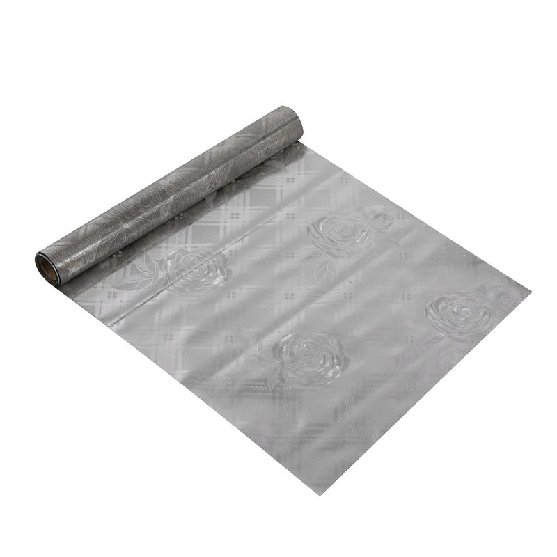 Kuber Industries Shelf Liner PVC Kitchen Liners for Cabinets and Drawers Drawer Liner Mat Self Shining Shelf Liner Cabinet Mat 3 MTR Silver - Image 1