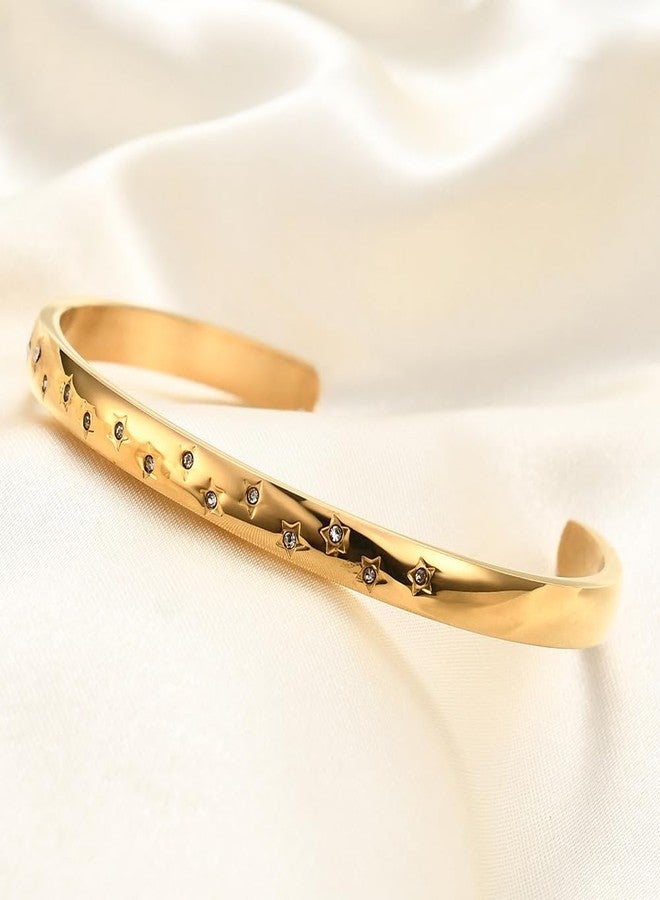 MEENAZ Gold Bangle Cuff Bracelet for Women Stylish | Stainless Steel Adjustable Stone Design Kada for Girls| Anti Tarnish Jewellery for women | Valentine Gift for girlfriend Wife gifts for woman-284 - Image 5