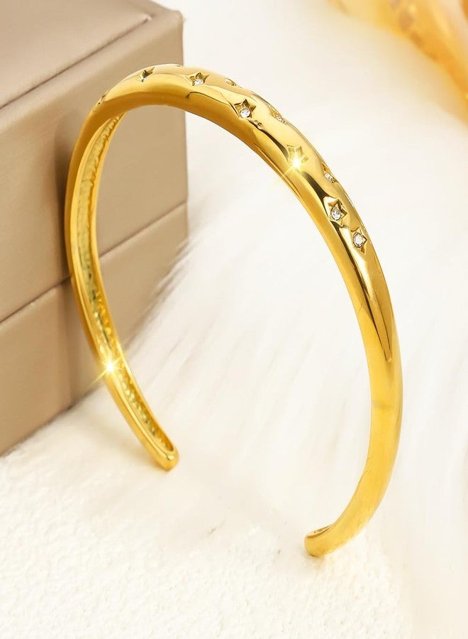 MEENAZ Gold Bangle Cuff Bracelet for Women Stylish | Stainless Steel Adjustable Stone Design Kada for Girls| Anti Tarnish Jewellery for women | Valentine Gift for girlfriend Wife gifts for woman-284 - Image 4