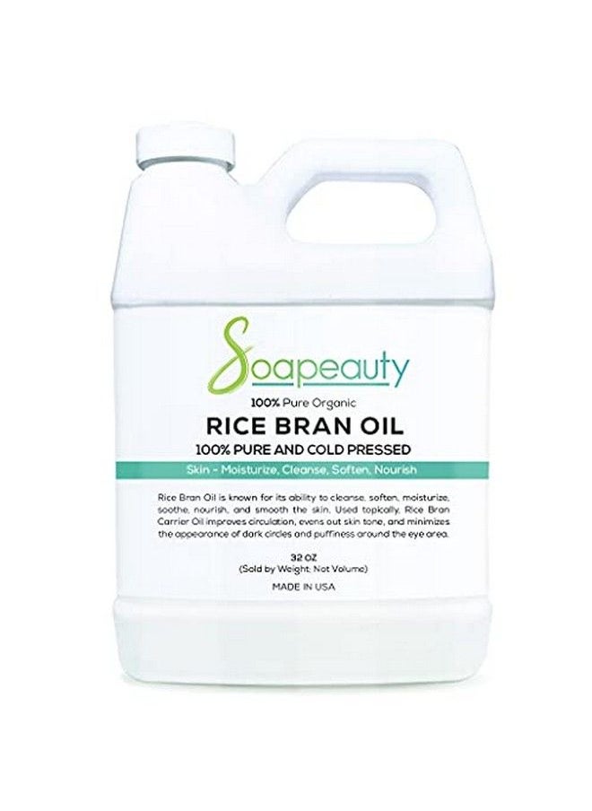 Soapeauty - Rice Bran Oil Organic Cold Pressed Unrefined | 100% Natural Available In Bulk | Carrier For Essential Oils Face Skin Hair Moisturizer Soap Making | Sizes 4Oz To 7 Lbs | (32 Oz) - Image 1