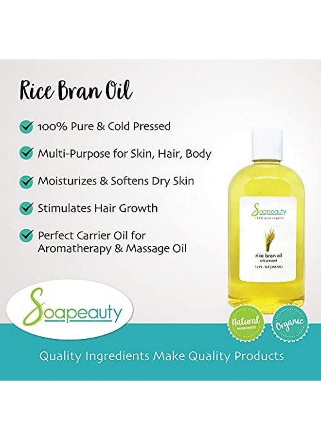 Soapeauty - Rice Bran Oil Organic Cold Pressed Unrefined | 100% Natural Available In Bulk | Carrier For Essential Oils Face Skin Hair Moisturizer Soap Making | Sizes 4Oz To 7 Lbs | (32 Oz) - Image 1