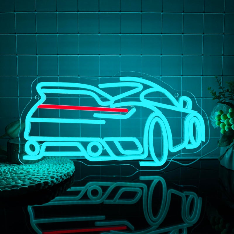 Foxiden Blue Sports Car Neon Sign Dimmable LED Trendy Sports Car Shape Garage Neon Light USB Powered for Garage Bar Party Boys Room Game Room Bedroom Man Cave Birthday Holiday Gift 157x83 - Image 2