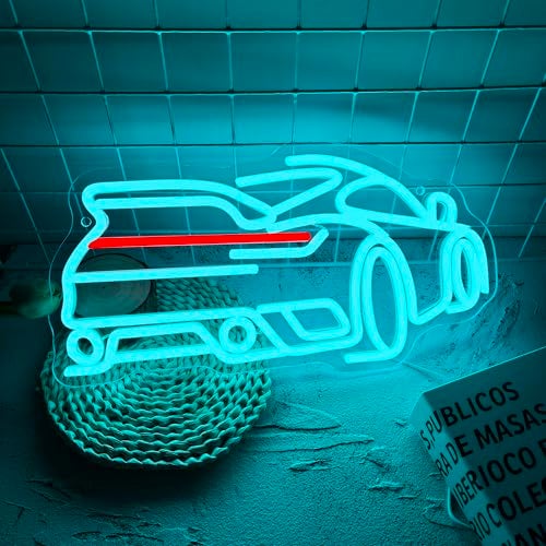 Foxiden Blue Sports Car Neon Sign Dimmable LED Trendy Sports Car Shape Garage Neon Light USB Powered for Garage Bar Party Boys Room Game Room Bedroom Man Cave Birthday Holiday Gift 157x83 - Image 3