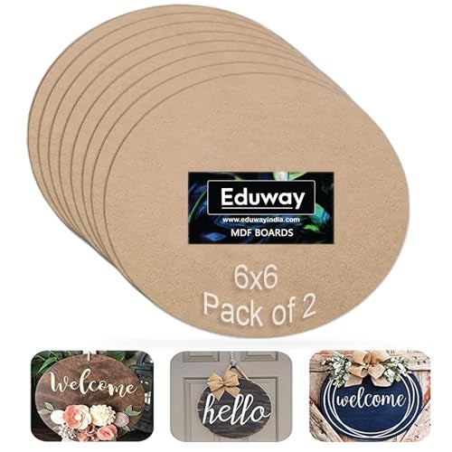 Eduway® 6 Inch Round MDF Board for Mandala, Lippan, Resin Art & Craft, 4mm Thick,Pof 2 Premium Cardboard Material for Artists, Art & Craft - Hard Cutout in Small and Large Sizes (15X15 cms) - Image 1