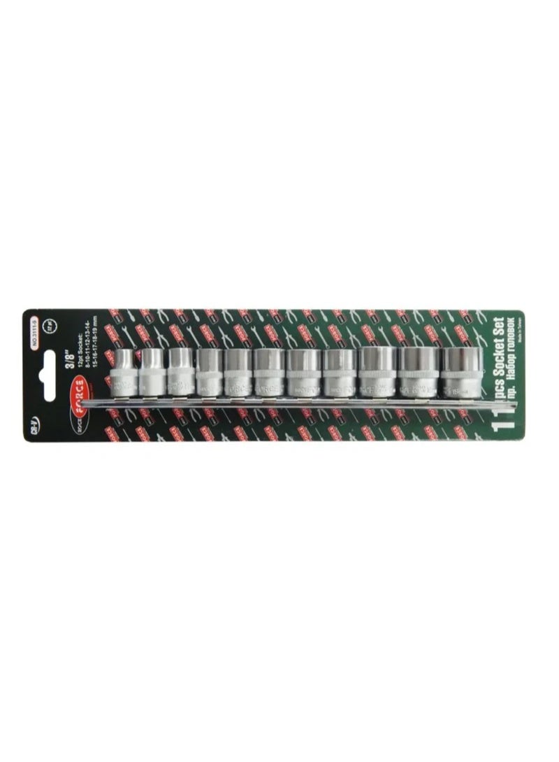 Socket set 12 point, 3/8" 11pcs (8, 10 -19mm)