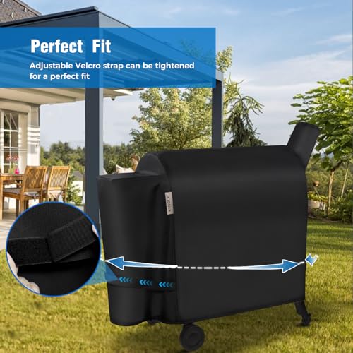 Kingly Pellet Grill Cover for Traeger Pro 34/780 Series,600D Heavy Duty Rip-Proof Material Smoker Cover,Waterproof UV and Fade Resistant Grill Cover with Straps & Zippers for Traeger Texas 34,Z Grills 700 - Image 3