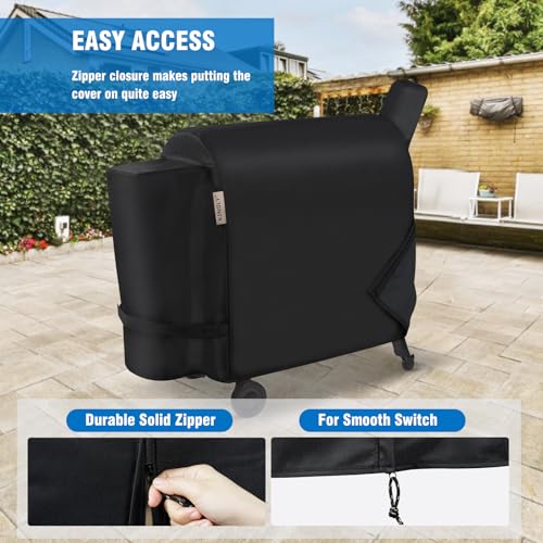 Kingly Pellet Grill Cover for Traeger Pro 34/780 Series,600D Heavy Duty Rip-Proof Material Smoker Cover,Waterproof UV and Fade Resistant Grill Cover with Straps & Zippers for Traeger Texas 34,Z Grills 700 - Image 2