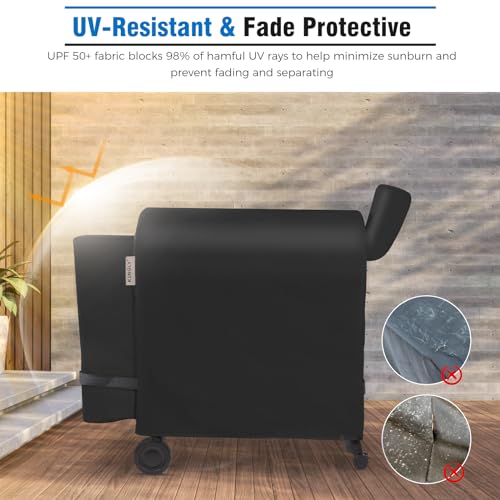 Kingly Pellet Grill Cover for Traeger Pro 34/780 Series,600D Heavy Duty Rip-Proof Material Smoker Cover,Waterproof UV and Fade Resistant Grill Cover with Straps & Zippers for Traeger Texas 34,Z Grills 700 - Image 5