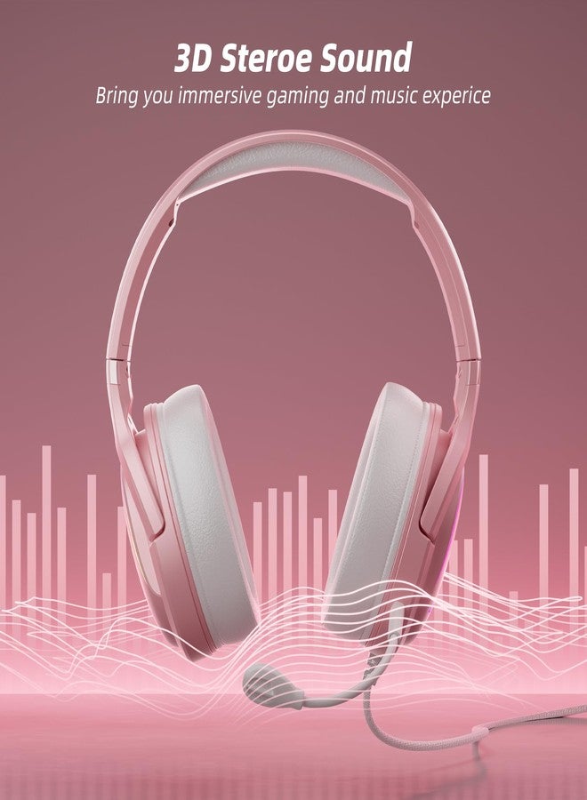 Mytrix Cherry Blossoms Wired Gaming Headset, 360° Rotation Mic, Soft Earmuff Gaming Headphones for PS4, PS5, PC & MAC, Switch, RGB Gradient Light Effect - Image 5