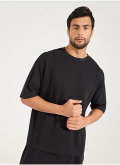 Styli Waffle Knit Oversized T-Shirt & Pintuck Detail Joggers Co-Ords  - Image 3
