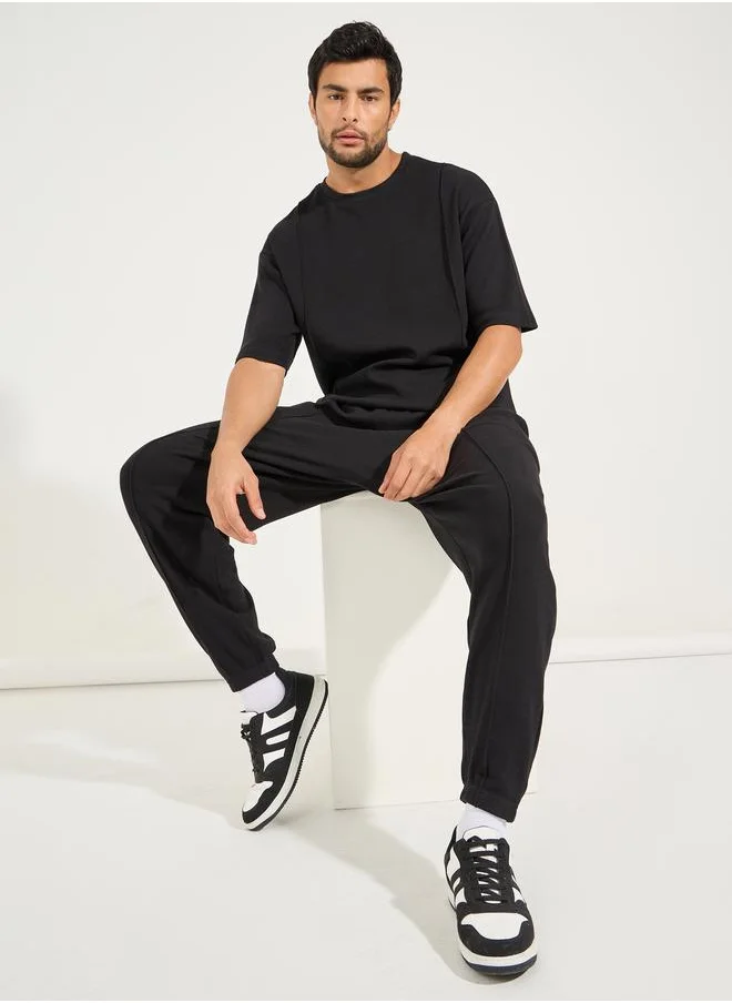 Styli Waffle Knit Oversized T-Shirt & Pintuck Detail Joggers Co-Ords