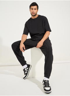 Styli Waffle Knit Oversized T-Shirt & Pintuck Detail Joggers Co-Ords  - Image 1