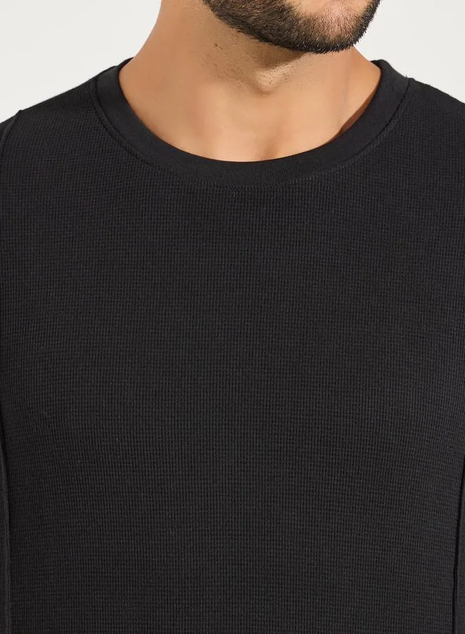 Styli Waffle Knit Oversized T-Shirt & Pintuck Detail Joggers Co-Ords
