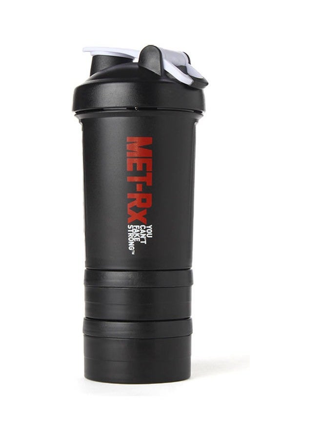 Generic - Sports Water Bottle, Sports Fitness Mixing Water Bottle 3 Layer Portable Gym Leak Proof Blender Bottle (450ml, Black) - Image 1