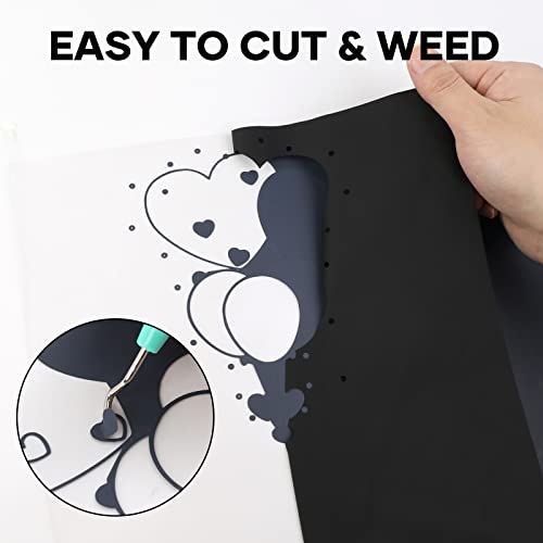 HTVRONT HTV Vinyl Rolls Black White and Red Heat Transfer Vinyl, 12" x 8 FT Black White and Red Iron on Vinyl for Shirt, Easy to Cut & Weed for Heat Vinyl Design - Image 4