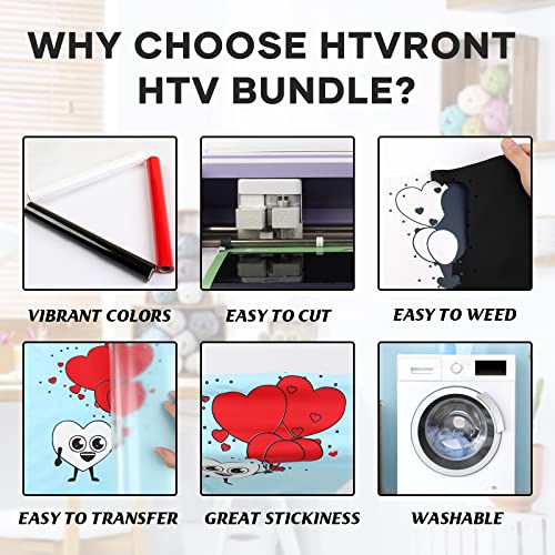 HTVRONT HTV Vinyl Rolls Black White and Red Heat Transfer Vinyl, 12" x 8 FT Black White and Red Iron on Vinyl for Shirt, Easy to Cut & Weed for Heat Vinyl Design - Image 3