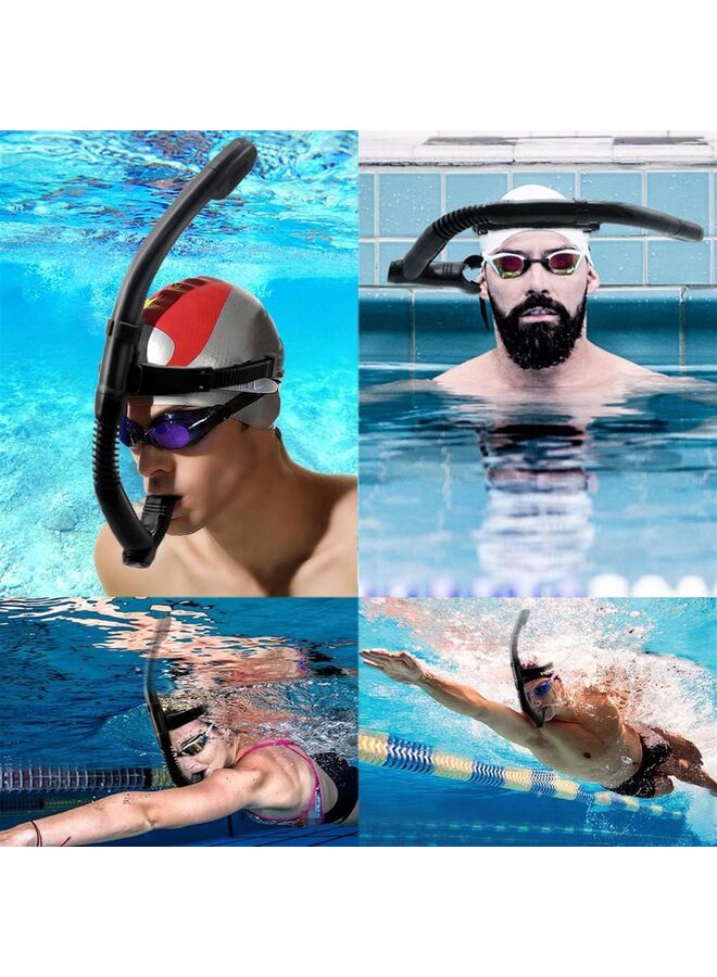 LAMAY Rotate Function Swim Snorkel Front Lap Comfortable Mouthpiece Snorkeling Gear for Adults for Pool Open Water Swimming Swimmer Training Diving Snorkeling Snorkle (BLACK) - Image 5