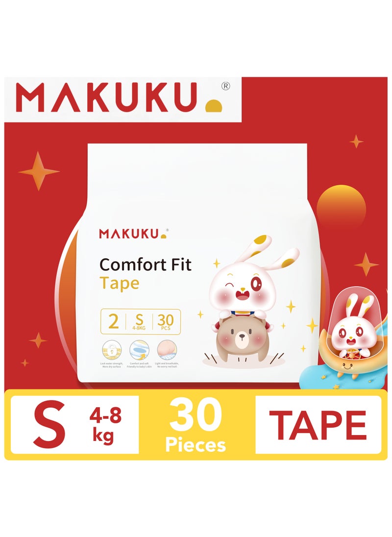 Makuku Comfort Fit Tape Diapers - Size 2 (4-8kg) | 2-3 months | 30 Pieces  - Image 1