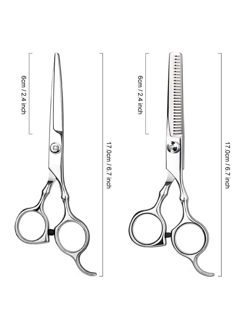 Generic 8Pcs Hair Cutting Scissors Professional Home Haircutting Barber/Salon Thinning Shears Kit with Comb and Case for Men/Women (Sliver)  - Image 5