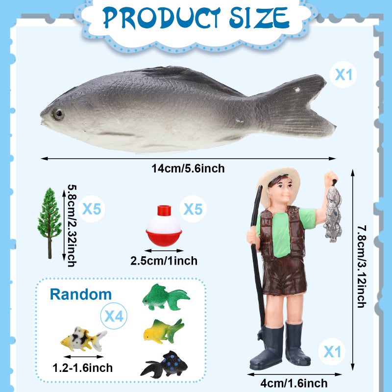 Amyhill 16 Pcs Gone Fishing Cake Decoration Gone Fishing Cake Topper Birthday Party Supplies For Man Kids Boy Girls Fisherman Themed Party Decor  Mixed Styles - Image 2