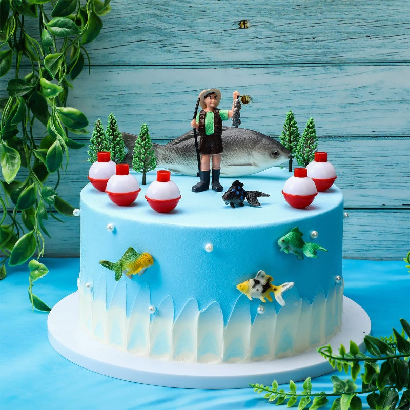 Amyhill 16 Pcs Gone Fishing Cake Decoration Gone Fishing Cake Topper Birthday Party Supplies For Man Kids Boy Girls Fisherman Themed Party Decor  Mixed Styles - Image 4