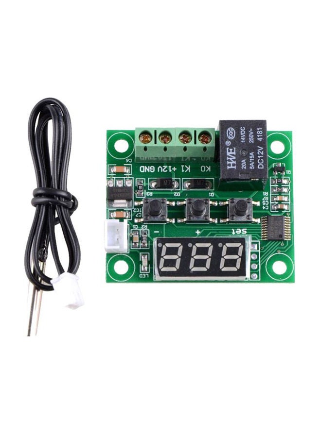 NIBEMINENT Digital Mini Thermostat Switch Green/Black 48x40mm