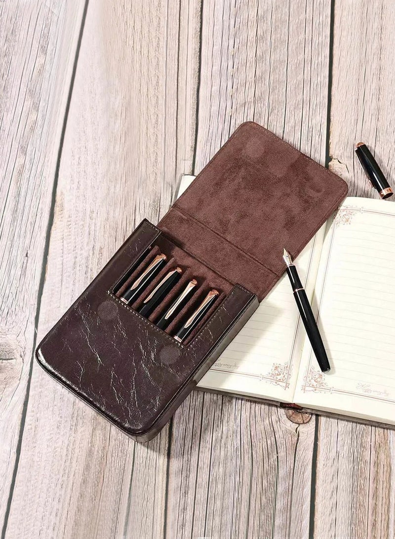 general CONTACT'S FAMILY Handmade Fountain Pen Case Leather For Men Women Holder Pen Pouch Retro Pen Box Organizer Boys Girls School - Image 5