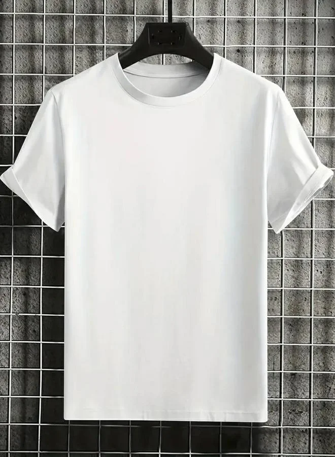 تايك تو White Solid Crew Neck Regular T-Shirt