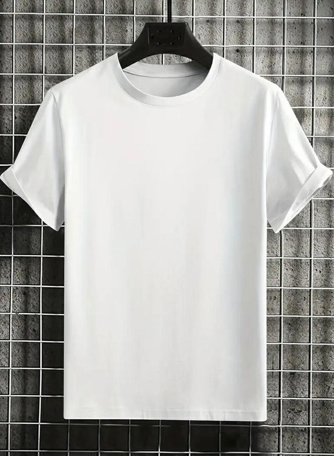 Take Two White Solid Crew Neck Regular T-Shirt - Image 1