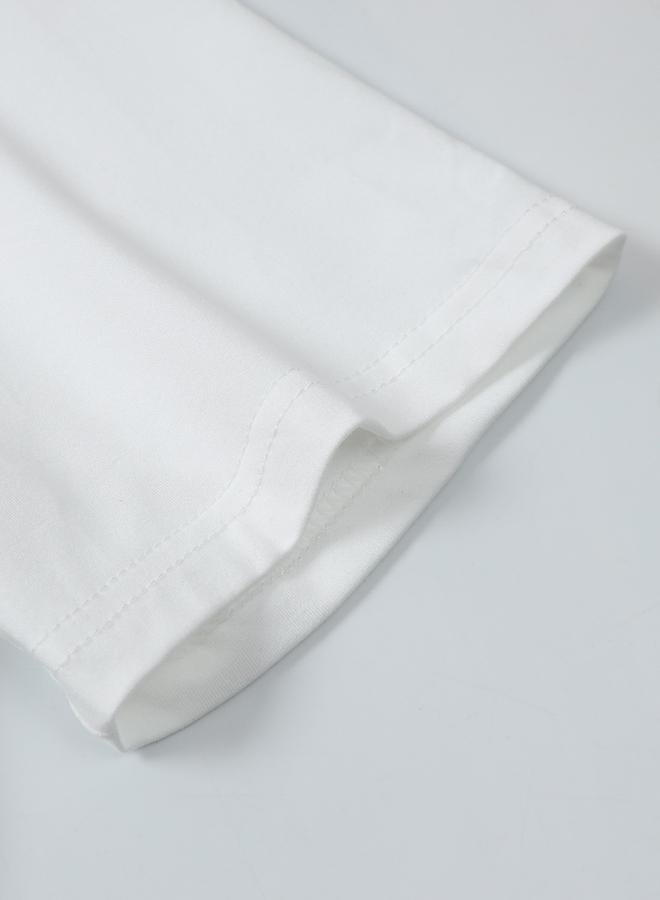 Take Two White Solid Crew Neck Regular T-Shirt - Image 4