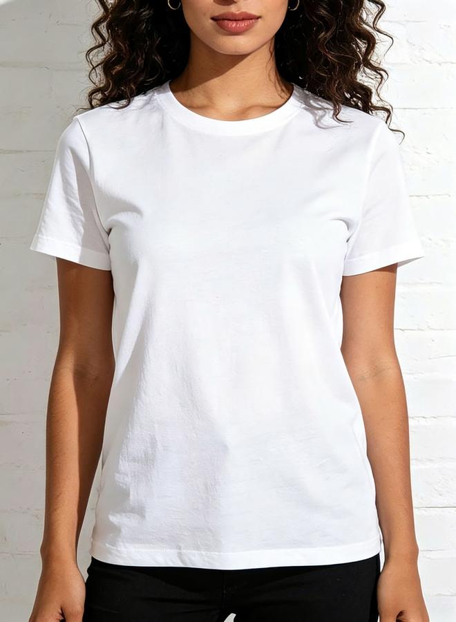 Take Two White Solid Crew Neck Regular T-Shirt - Image 2
