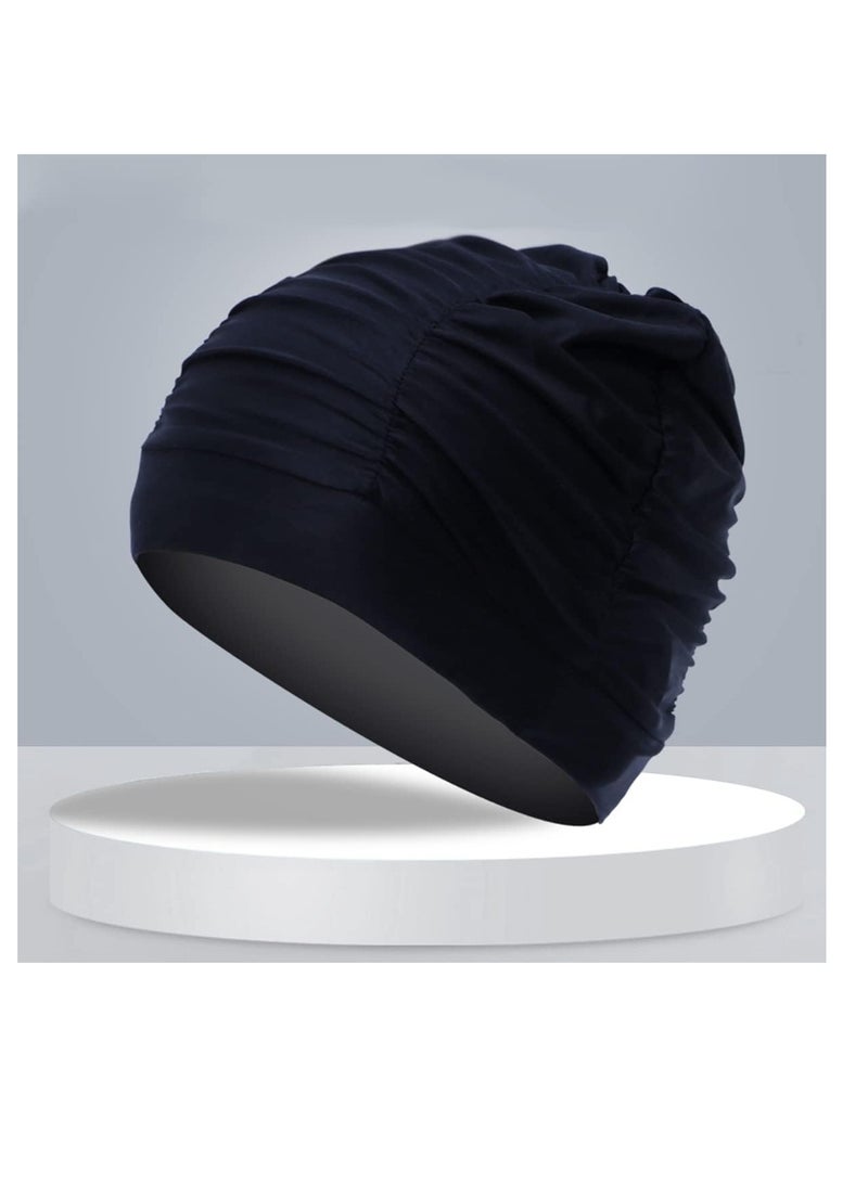 ECVV قبعات السباحة ECVV للنساء/الرجال، قبعات سباحة مطوية عالية المرونة للشعر الطويل القصير الكثيف المجعد، قبعات استحمام مريحة وجيدة التهوية - Image 2