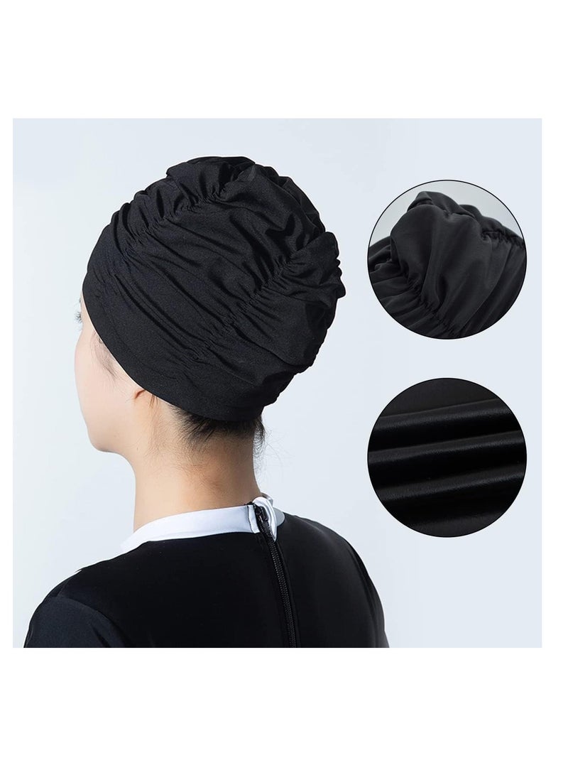 ECVV قبعات السباحة ECVV للنساء/الرجال، قبعات سباحة مطوية عالية المرونة للشعر الطويل القصير الكثيف المجعد، قبعات استحمام مريحة وجيدة التهوية - Image 3