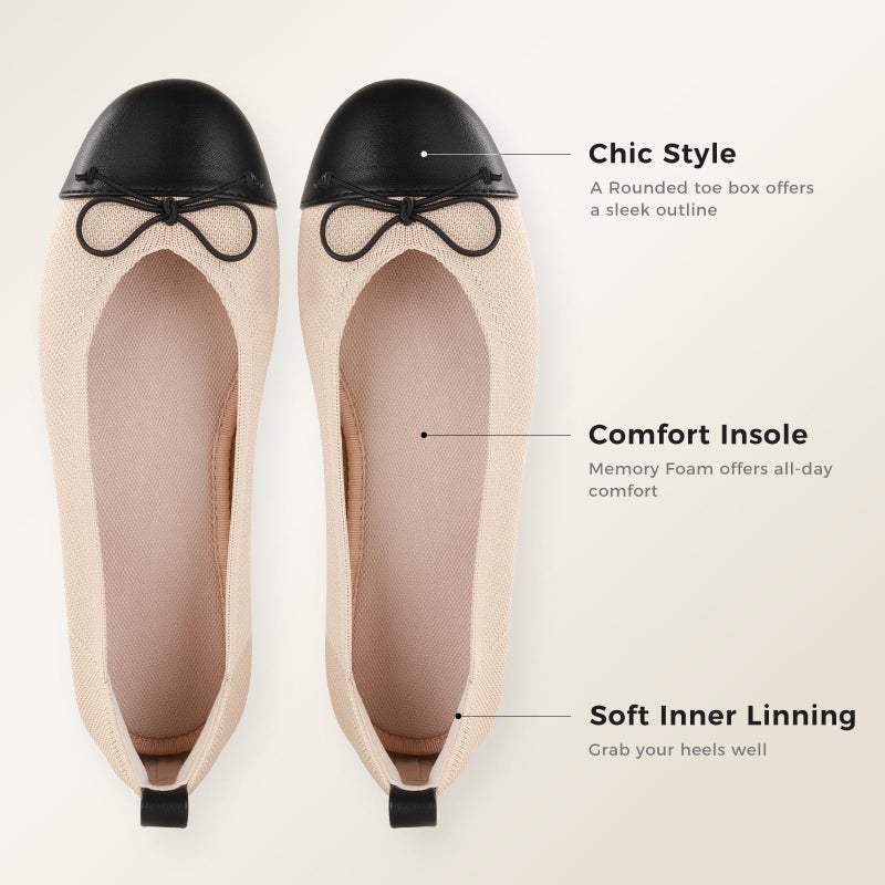 Ankis Ballet Flats Shoes for Women, Round Toe Casual Comfortable Flats for Women Dressy and Daily Work Beige - Image 4