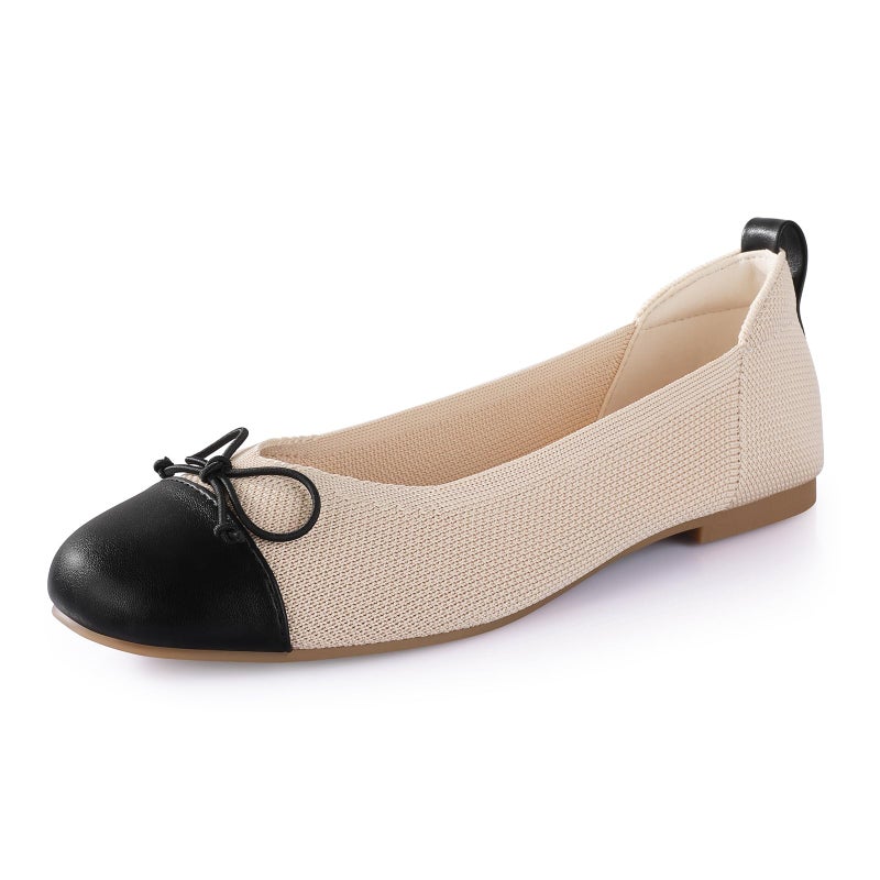 Ankis Ballet Flats Shoes for Women, Round Toe Casual Comfortable Flats for Women Dressy and Daily Work Beige - Image 1