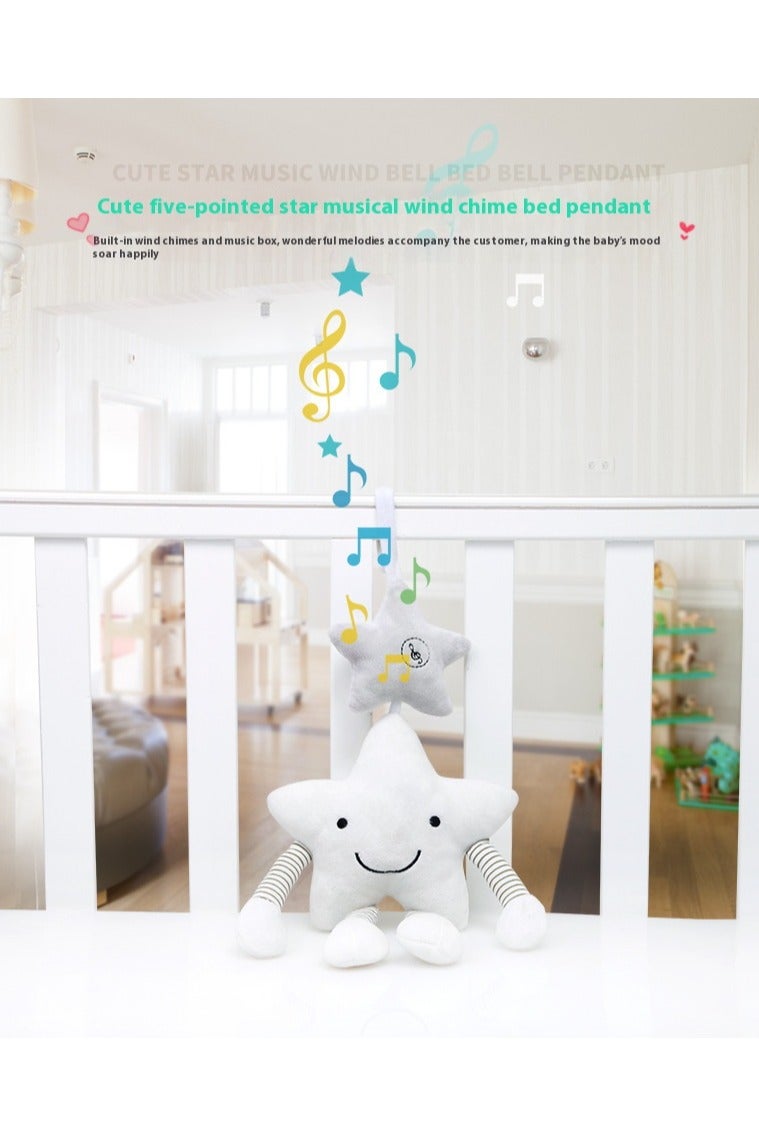 bbsky White Five-Pointed Star Music Wind Chime Pendant Baby Stroller Hanging Bed Baby Plush Toy - Image 2
