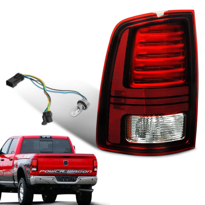 KNSPEC LED Tail Lights Compatible with 2013-2018 Dodge RAM 1500 2500 3500 Rear Lights Assemblies Replacement with LED Bulbs and Harness 68093080AB(1 Pair Red Black RAM 1500 Tail Lights) - Image 2
