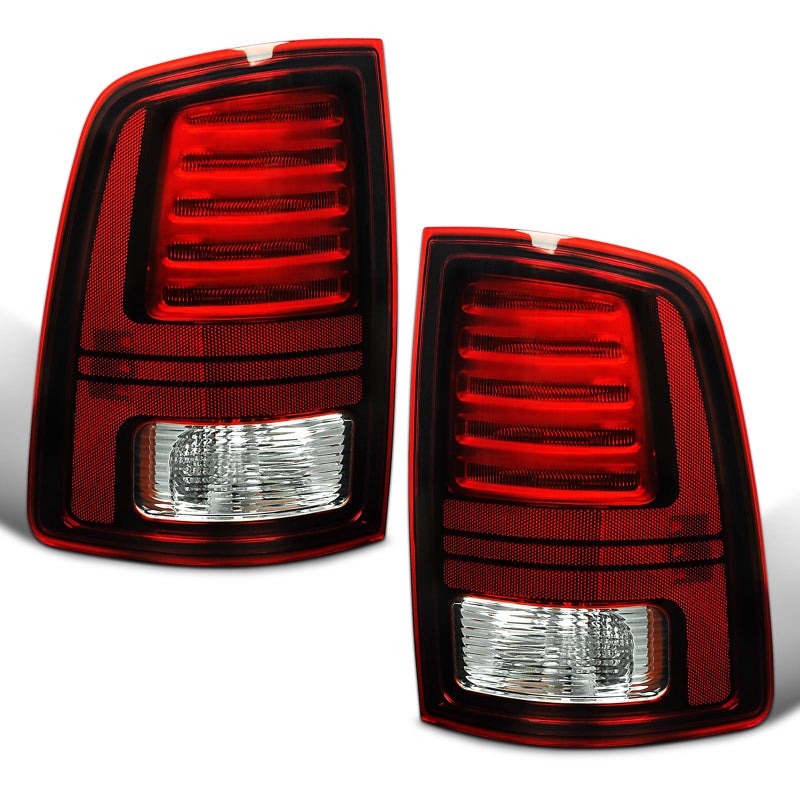 KNSPEC LED Tail Lights Compatible with 2013-2018 Dodge RAM 1500 2500 3500 Rear Lights Assemblies Replacement with LED Bulbs and Harness 68093080AB(1 Pair Red Black RAM 1500 Tail Lights) - Image 1
