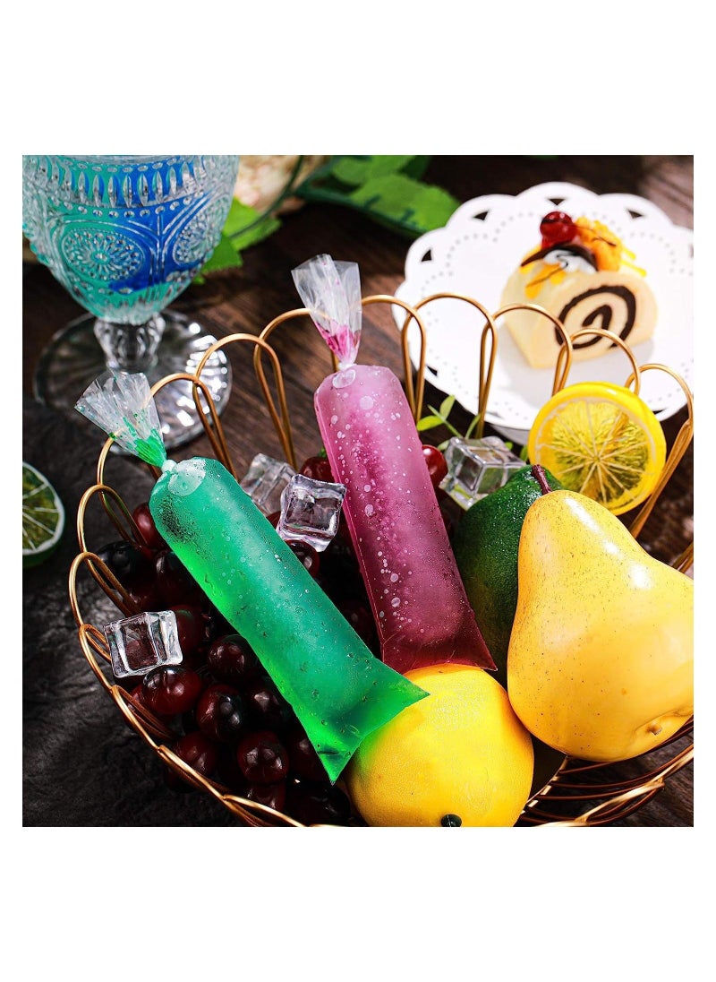 200 Pieces Kids Ice Lolly Bags Disposable Ice Cream Bags with Silicone Foldable Funnel, Mold Bags DIY Pouch for Making Ice Cream, Ice Candy, Yogurt, Freeze Pops(2 x 8 inch)  - Image 3