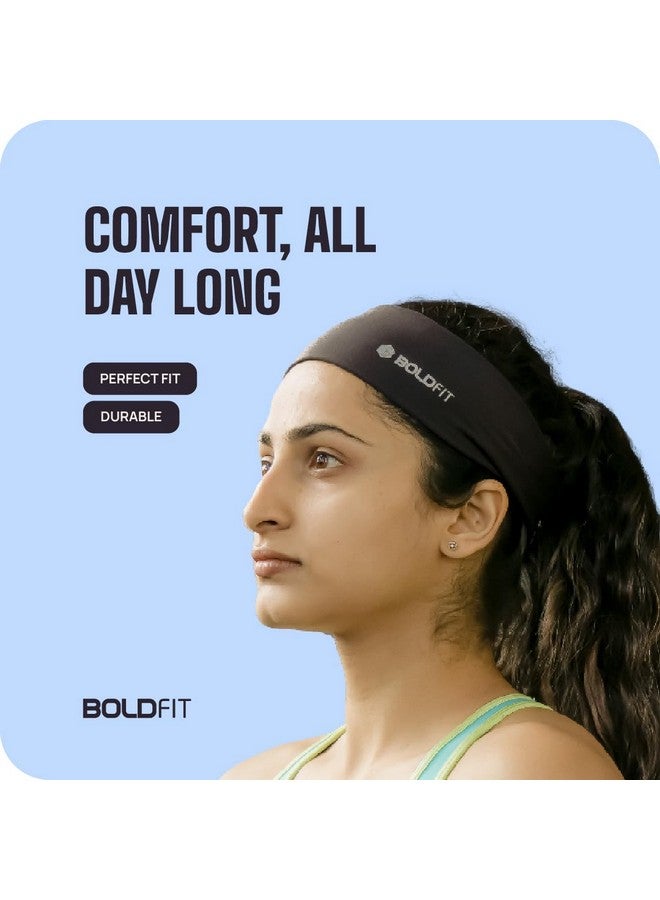 بولد فيت عصابة رأس عريضة من الليكرا من Boldfit عصابة شعر للنساء والرجال عصابة رأس للصالة الرياضية إكسسوارات الصالة الرياضية للرجال والنساء عصابة اللياقة البدنية إكسسوارات الشعر عصابة شعر عصابة لياقة بدنية أنيقة غطاء رأس للصالة الرياضية عصابة رياضية - أسود - Image 4