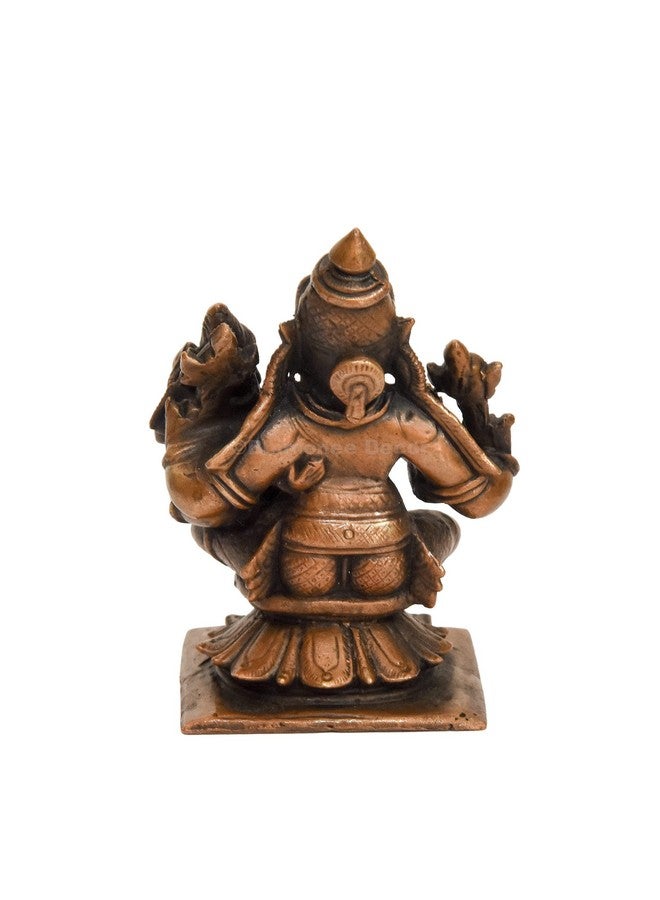 Bhimonee Decor تمثال لاكشمي ناراسيمها سوامي المصنوع يدويًا من النحاس من بهيموني ديكور، مقاس 2.75 بوصة، بلمسة نهائية عتيقة، قطعة واحدة - Image 4