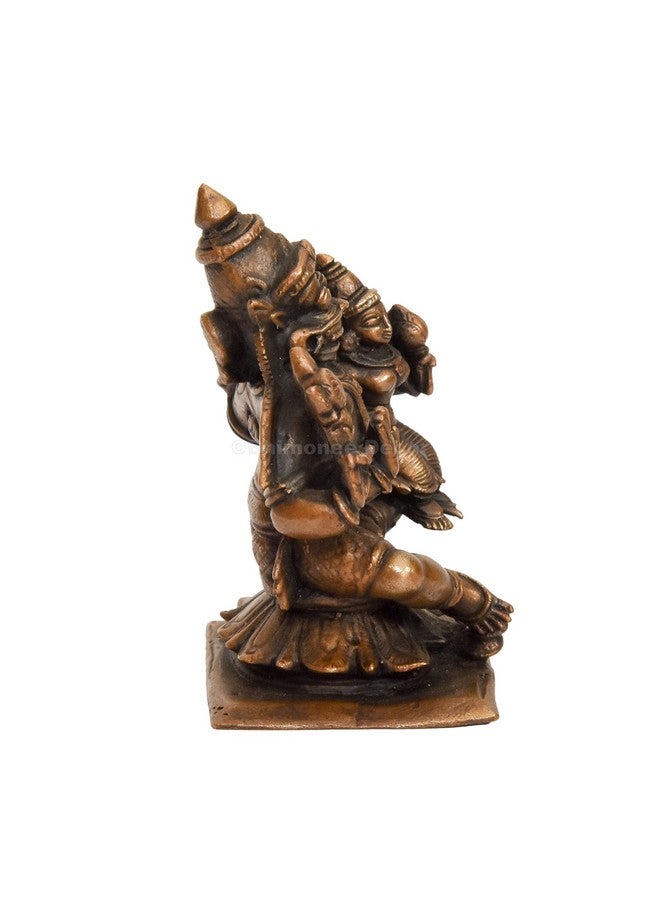 Bhimonee Decor تمثال لاكشمي ناراسيمها سوامي المصنوع يدويًا من النحاس من بهيموني ديكور، مقاس 2.75 بوصة، بلمسة نهائية عتيقة، قطعة واحدة - Image 3