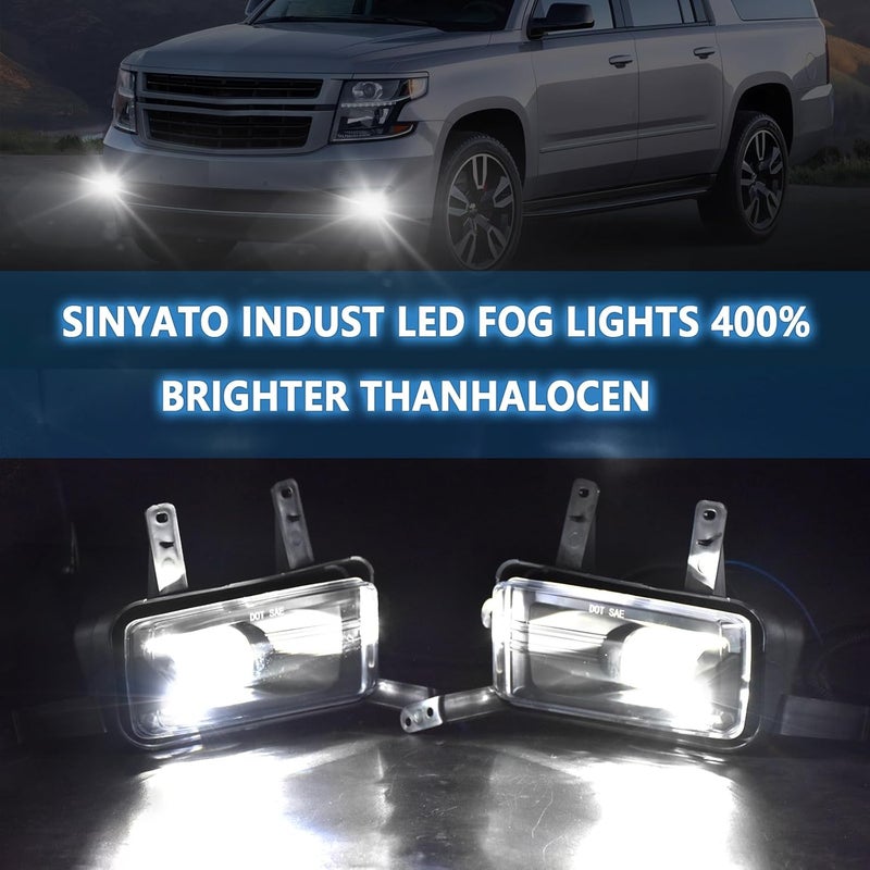 SINYATO INDUST مجموعة مصابيح الضباب LED من SINYATO INDUST لسيارات شيفروليه تاهو، سوبربان، وجي إم سي يوكون (2015-2020) - معتمدة من DOT - زوج واحد - Image 2