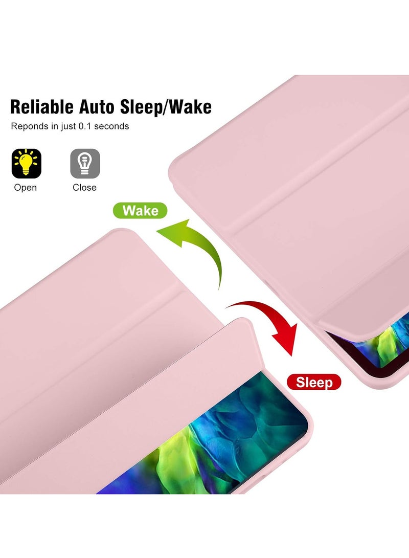 ELTRAZONE iPad 10th Generation Case 2022 with Pencil Holder, 10.9 Inch Soft TPU Back Protective Smart Case with Auto Wake/Sleep, Trifold Stand - Pink - Image 3