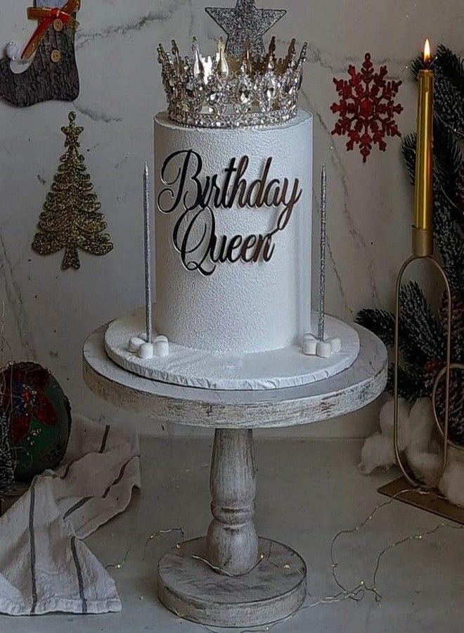 RAUMAXE Birthday Queen Cake Topper, Acrylic Silver Queen Birthday Cake Side Decoration for Women Girls Birthday Cake Charm Valentine's Day Mother's Day Cake Decoration (BIRTHDAY QUEEN SILVER3) - Image 3